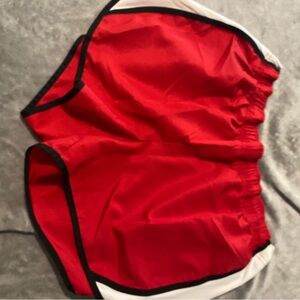 Red Athletic Shorts with Black Trim